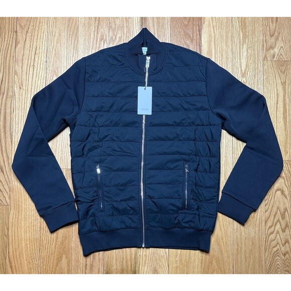 Reiss Hybrid Quilted Zip Through Jacket Coat Navy Felix Freddie Mens Size S